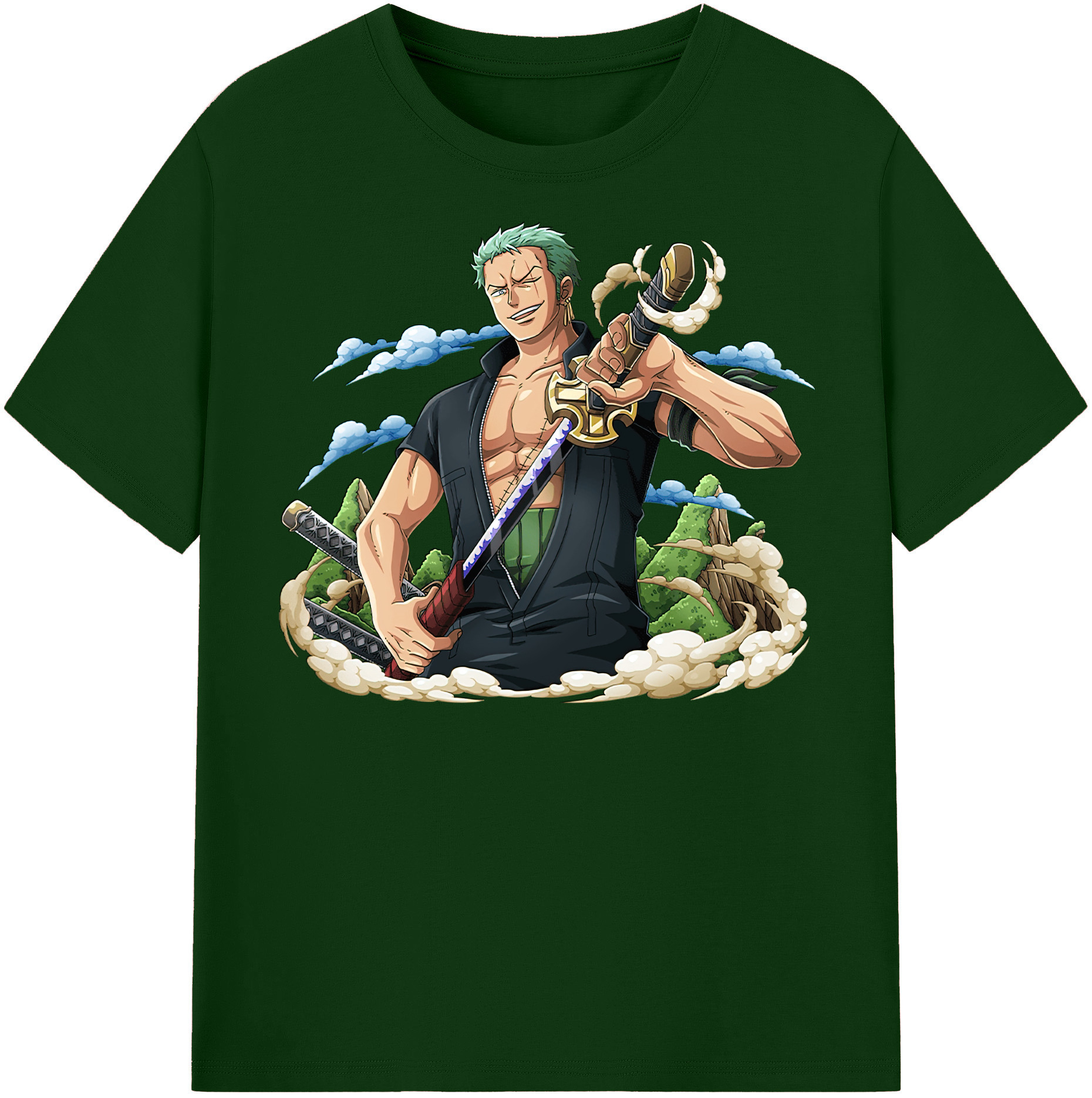 ワンピース ロロノア・ゾロ ONE PIECE Roronoa Zoro 綿100％半袖Tシャツ（フロントプリント）